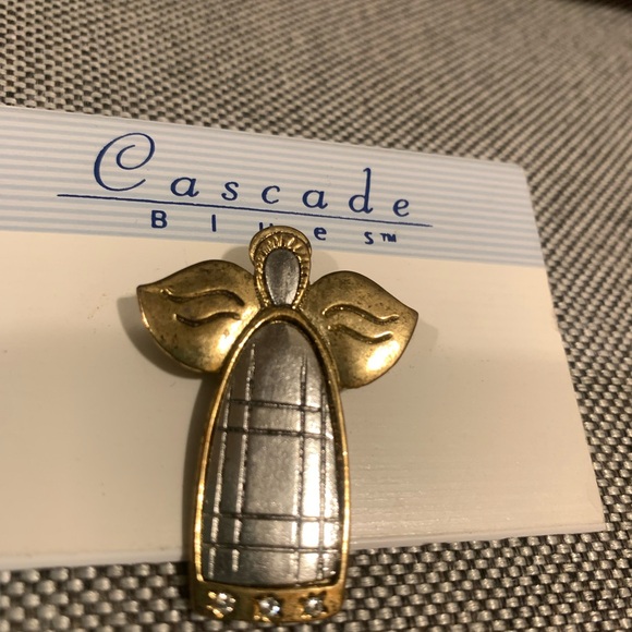 NEW Cascade Blues Two Tone Angel Pin w/Rhinestone Accents - Picture 4 of 6